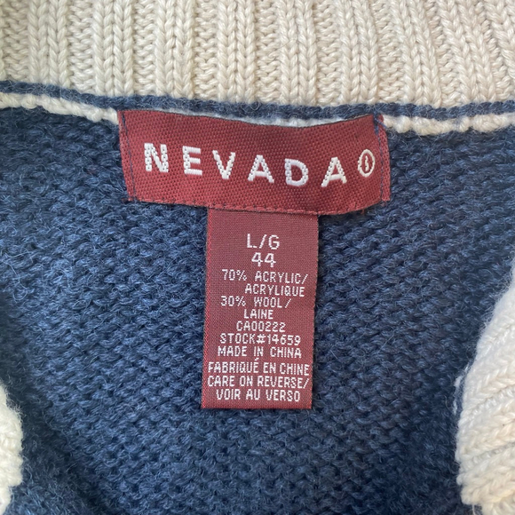 Fair Isle Sweater Blue Men’s Large Quarter Zip Canadiana Classic Outdoor Winter - Picture 5 of 12